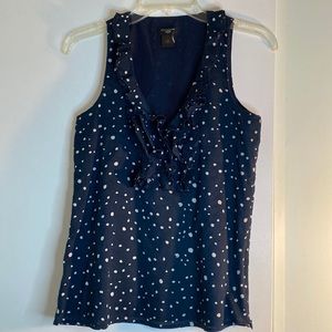 Ann Taylor Navy Blue and White Sleeveless Top